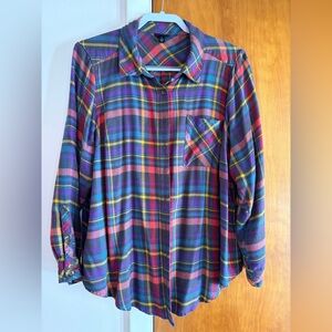 Torrid Multicolor Plaid Button Down Shirt Size 1